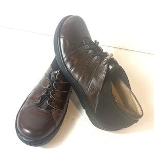 Kumfs Shoes Womens EU 36 US 5 Casual Oxford Drawstring Brown Leather/Lycra Flat